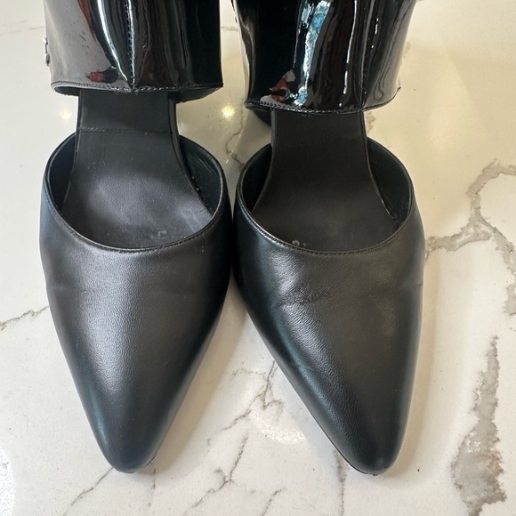 Chanel Black Patent Leather/Leather Cut Out Heels - Picture 4 of 12